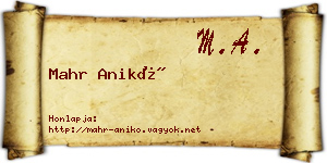 Mahr Anikó névjegykártya